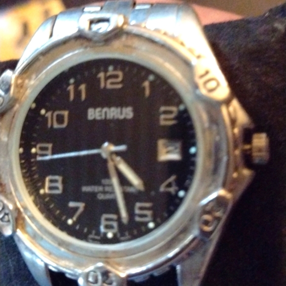 2/$20 😉Benrus BNW707 Silver/Black Men's Watch w/Date - Picture 1 of 2